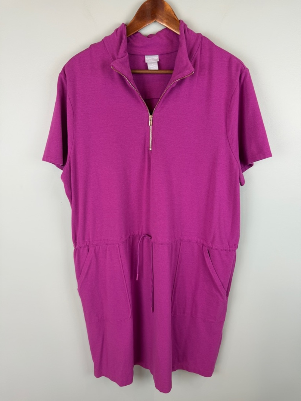 Chico's Zenergy Mulberry UPF short sleeve mock neck dress size 4 or 20